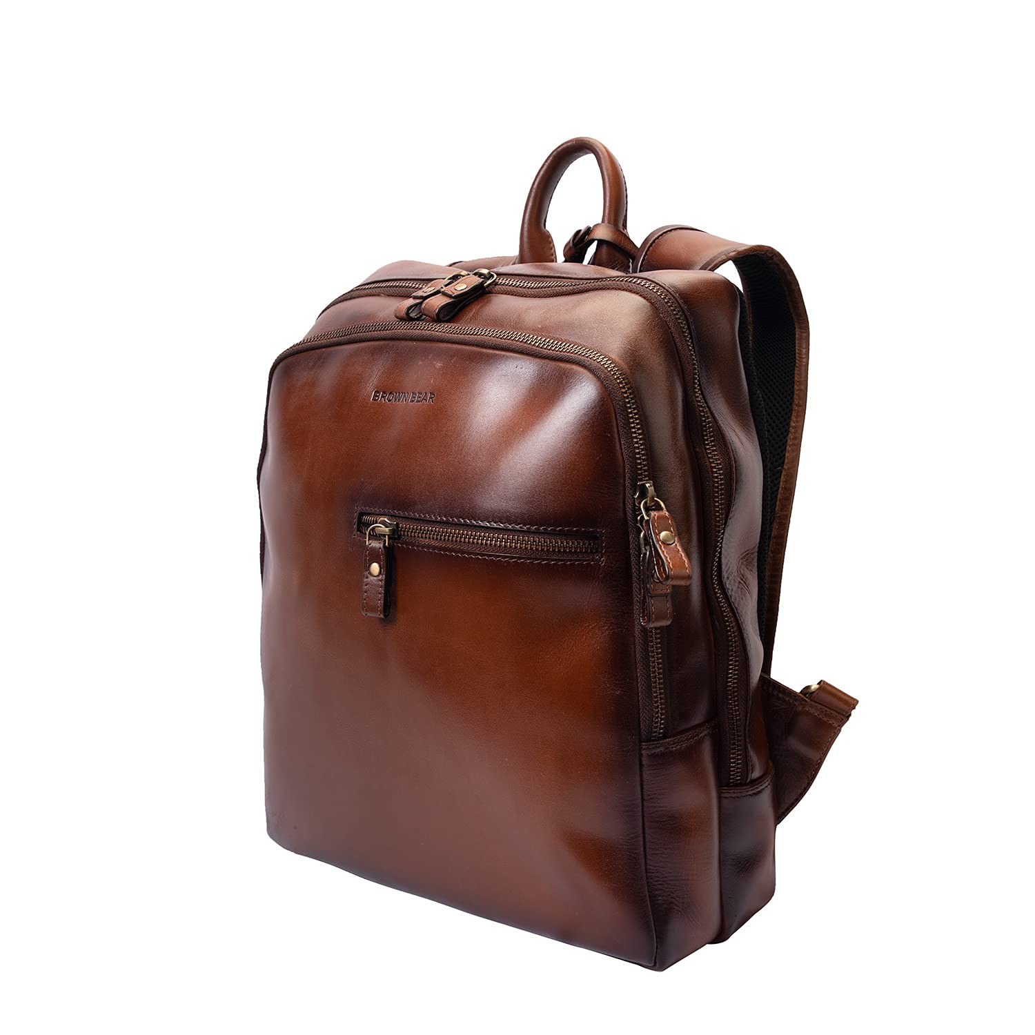 BROWN BEAR Business Class leather Laptop Backpack for Men Fit 15.6 inch Laptop with Convenient Adjustable Strap, Brown (B0979G7Z8J) Amazon Price History, Amazon Price Tracker