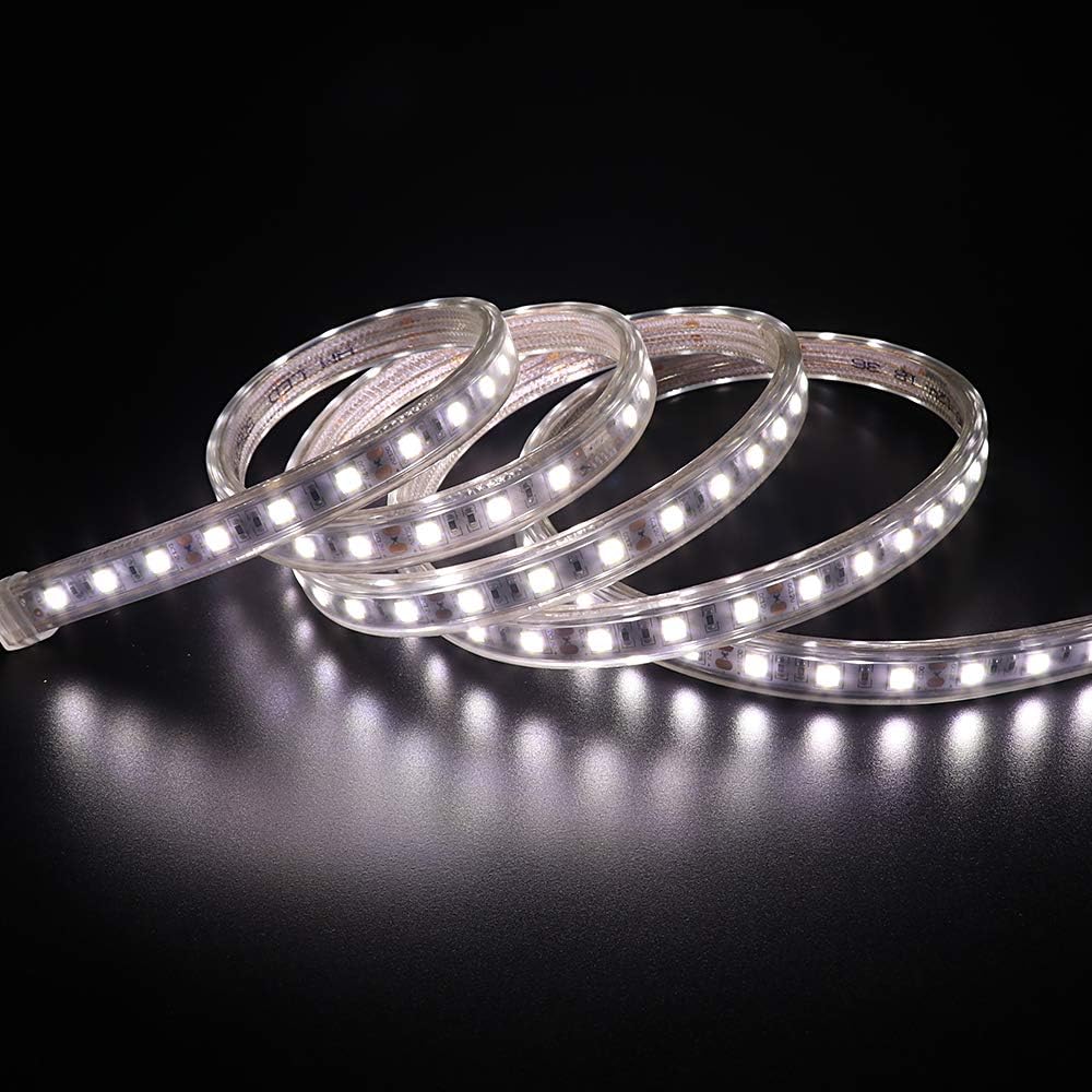 13FT LED Rope Strip Light, DC 24V Super Bright Waterproof Flexible 5050 60 LED/M LED Strip Light Tape with 24V 2A Power Adapter, for Home Indoor Outdoor Decoration, White