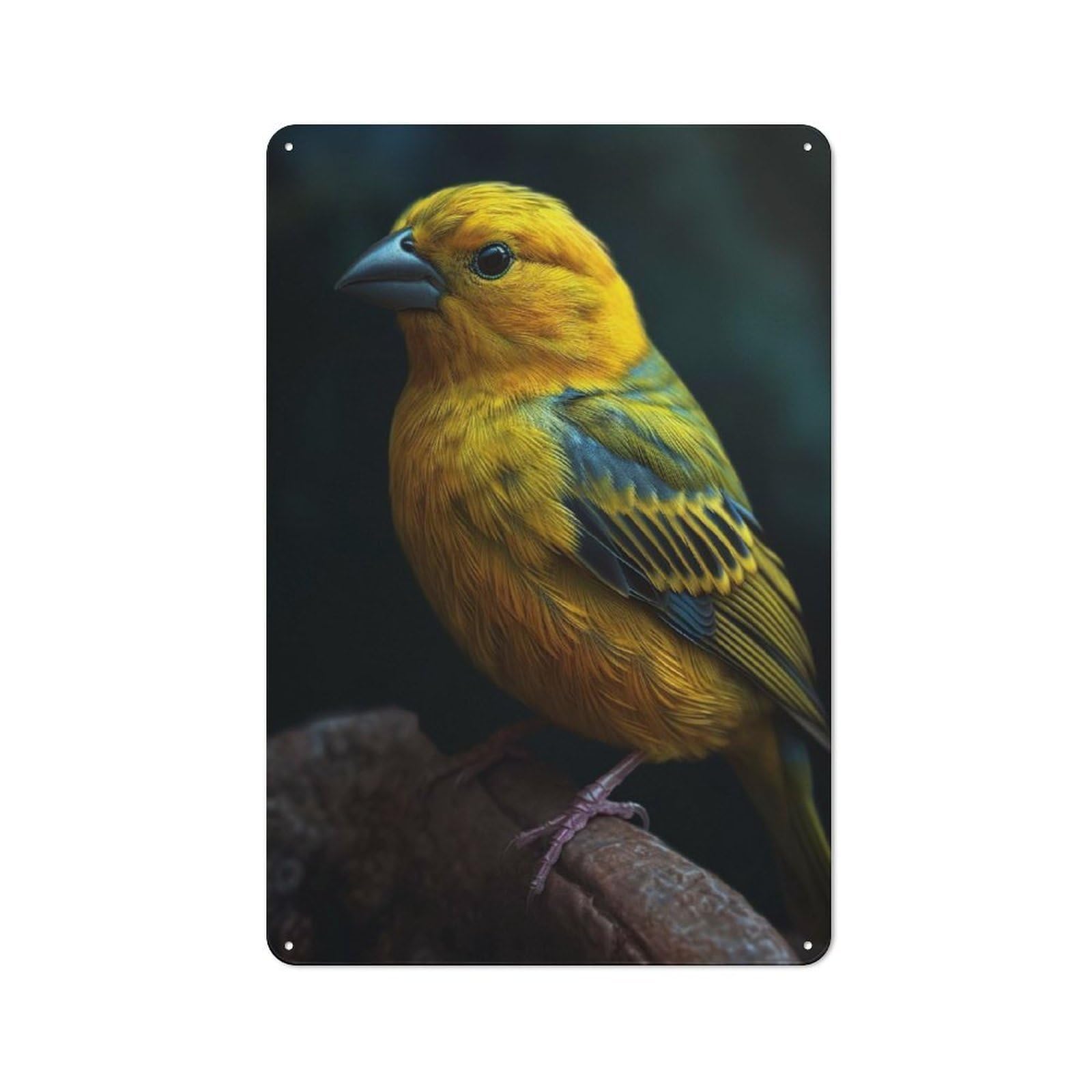 Tin Sign with Colorful Canary Design 30x20cm, Creative Creative Space Decor for Home Office, Reading Corner Or Bedroom