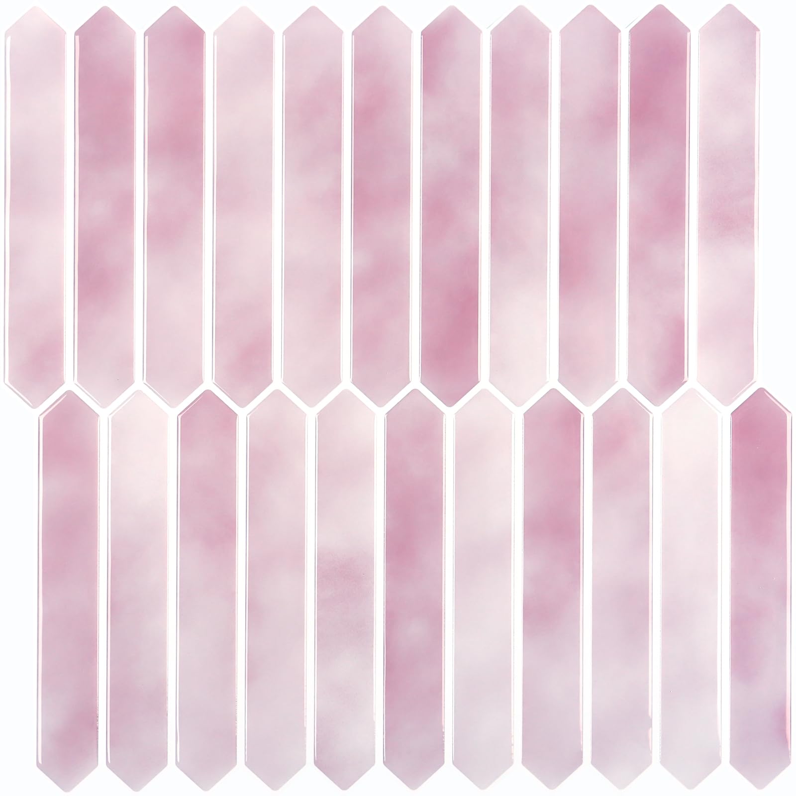 CHIHUT 12''x12'' Pink Long Hexagon Peel and Stick Tiles Self Adhesive Waterproof Removable Stick on Backsplash for Kitchen Bathroom Shower Walls