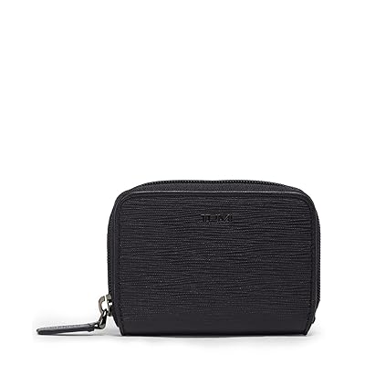 Tumi Zip Around Card Case Handbags Black Embossed, Leather