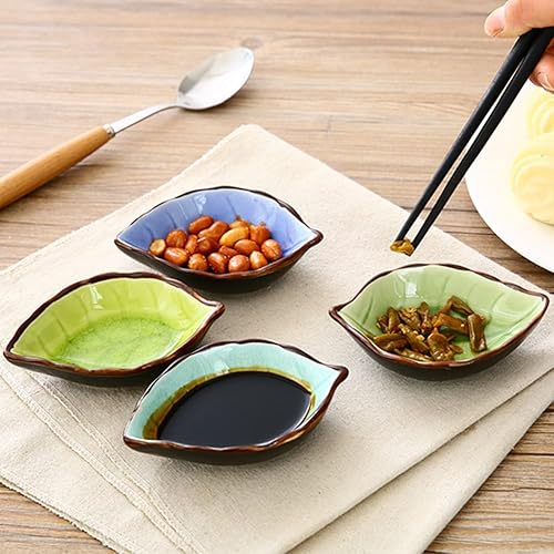 Miniatura 4 de 4 cuencos creativos en forma de hoja de cerámica para salsa de soja, platos de frutas pequeñas, postre aperitivo, platos para servir, vajilla para