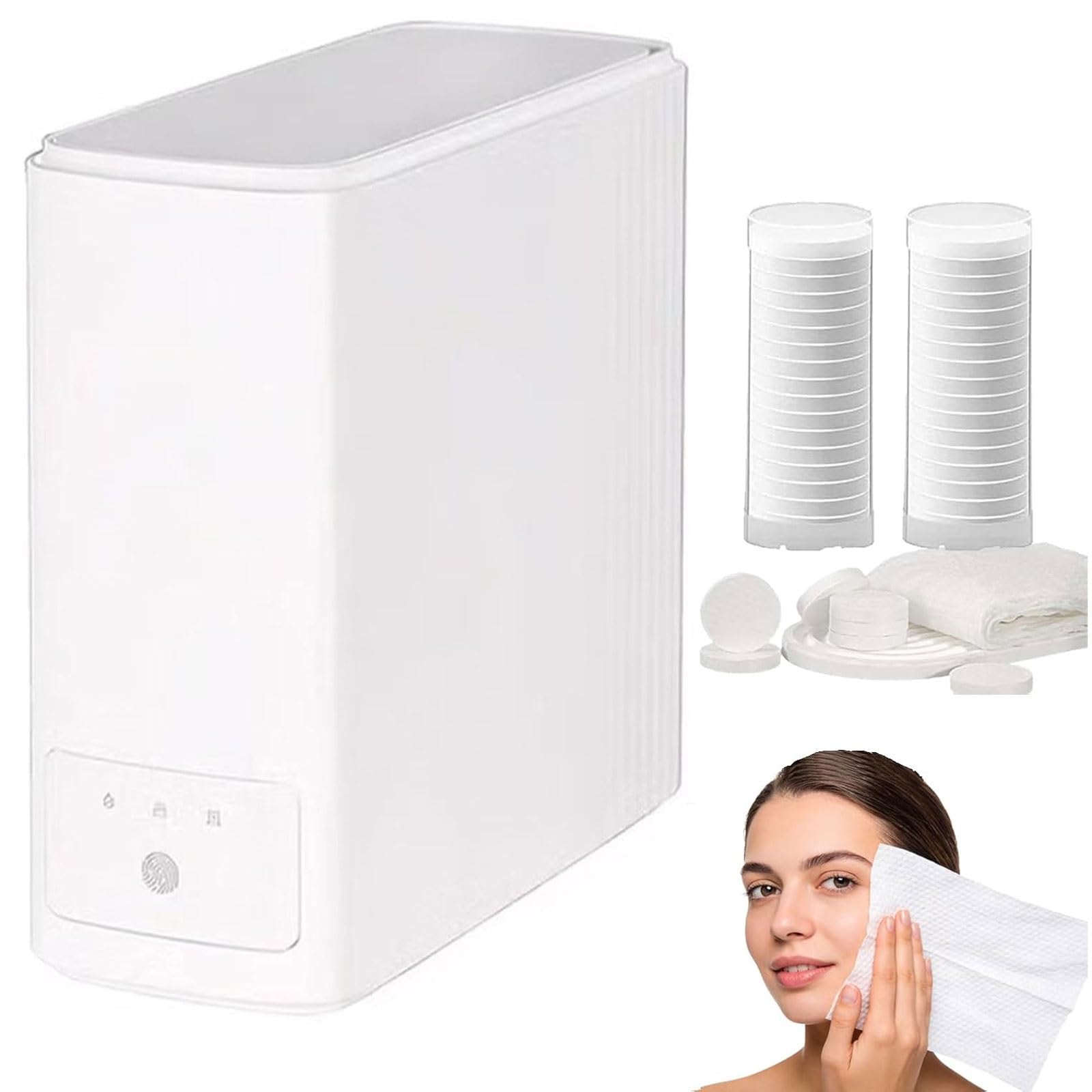 FHRKA Hot Face Towel Dispenser,Portable Compressed Facials Towels Wamer Heater Machine with 55 °C Constant Temperature (Machine+40Towels)