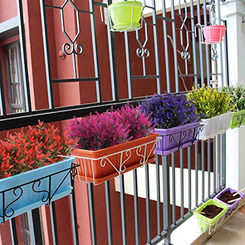 RECUTMS Artificial Greenery Lavender Fake Shrubs Flowers 8 Bundles UV Resistant Hanging Planter Flora Fence Indoor Outside Decor Wedding Table Flowers Arrangement Bouquet Filler (Purple)