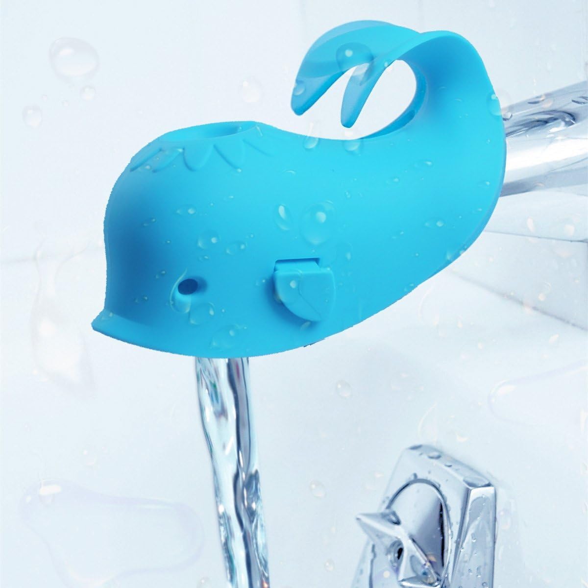 Allungamento rubinetto per bambini, a forma di balena per bambini, in silicone, protezione per rubinetto, per neonati, bambini e bambini, balena, blu