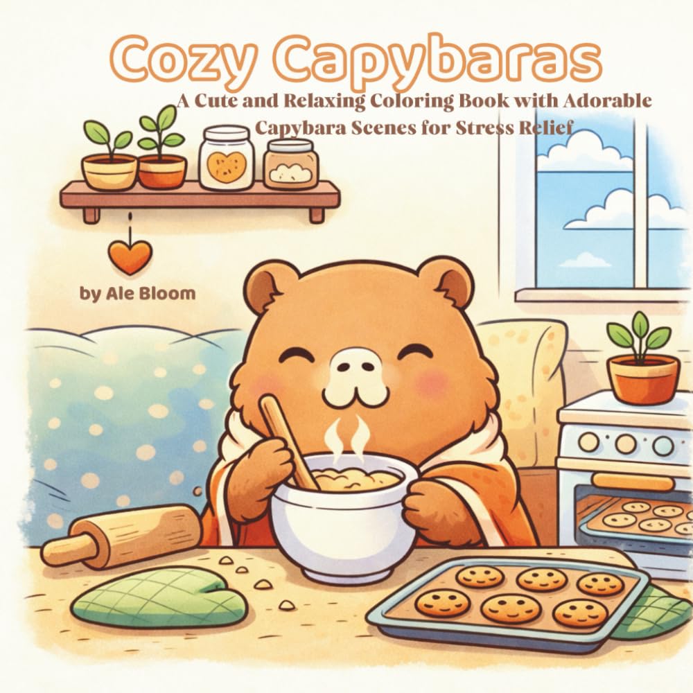 Cozy Capybaras: A Cute & Relaxing Coloring Book with Adorable Capybara Scenes for Stress Relief