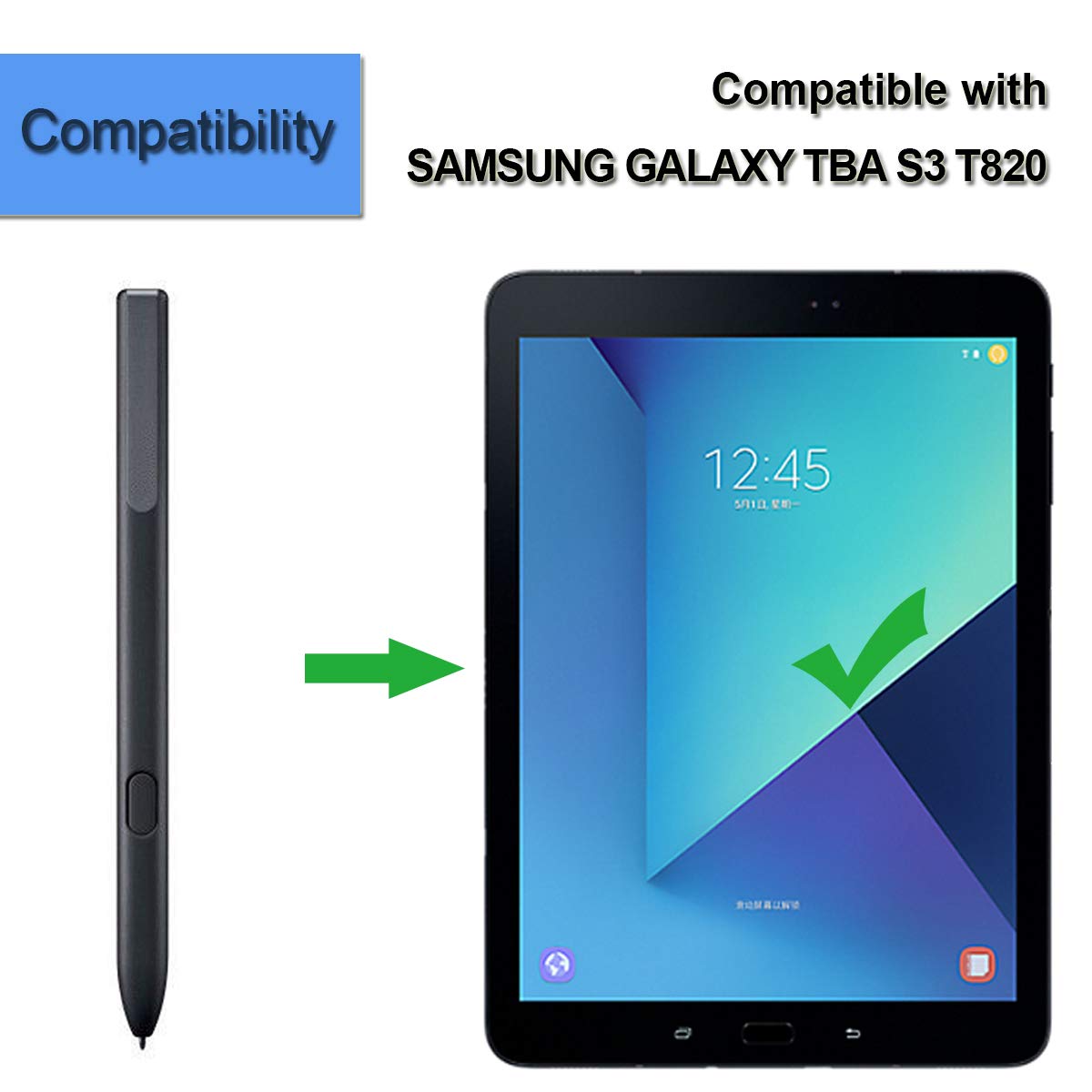 EJ-PT820BBEGWW - Pennino di Ricambio per Samsung Galaxy Tab S3 9.7 SM-T820, SM-T825, Colore: Nero