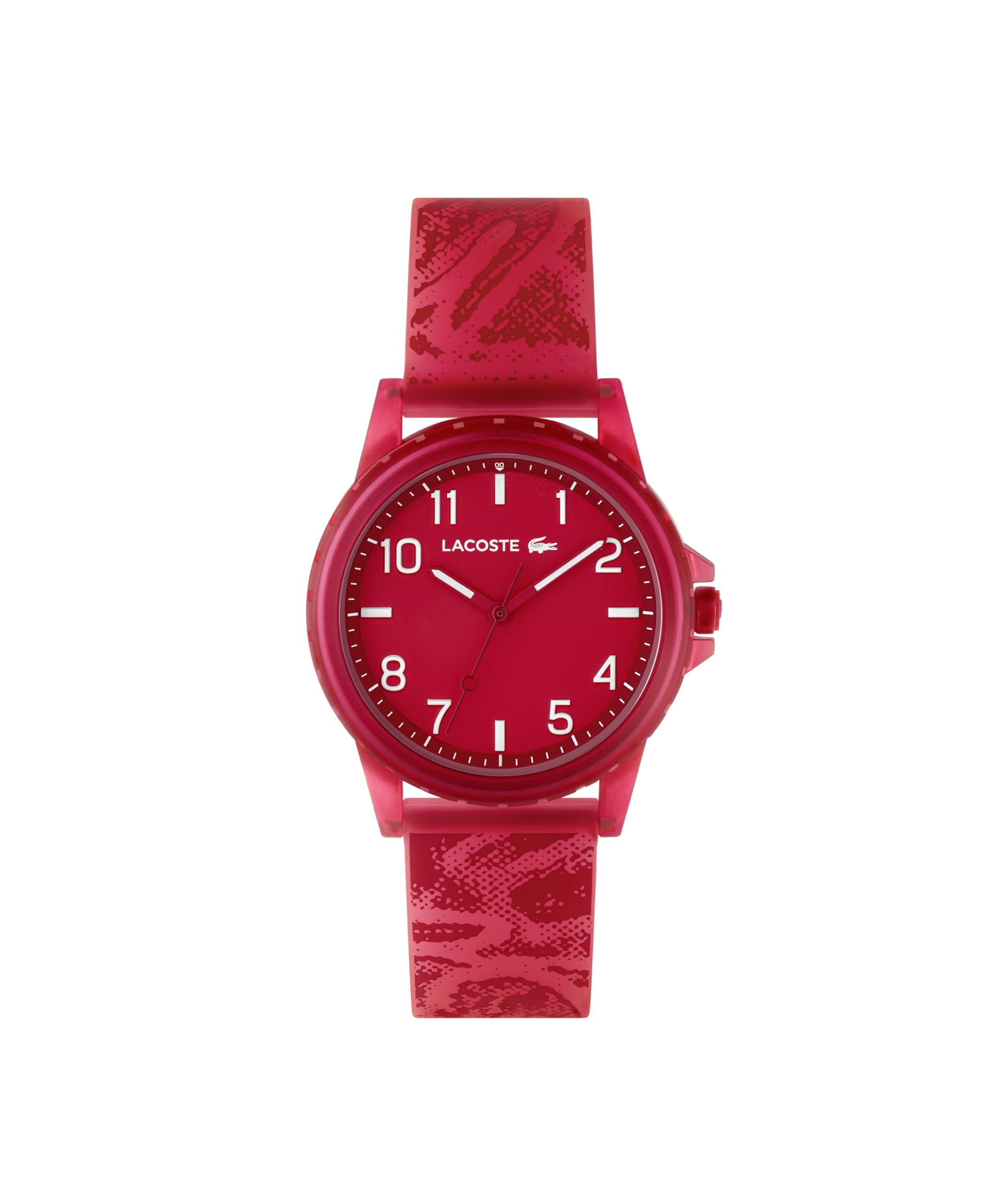 Lacoste Rider analogowy zegarek dziecięcy, mechanizm kwarcowy, wodoodporny, silikonowy pasek, unisex, prezent dla chłopców i dziewcząt, Czerwony, pasek