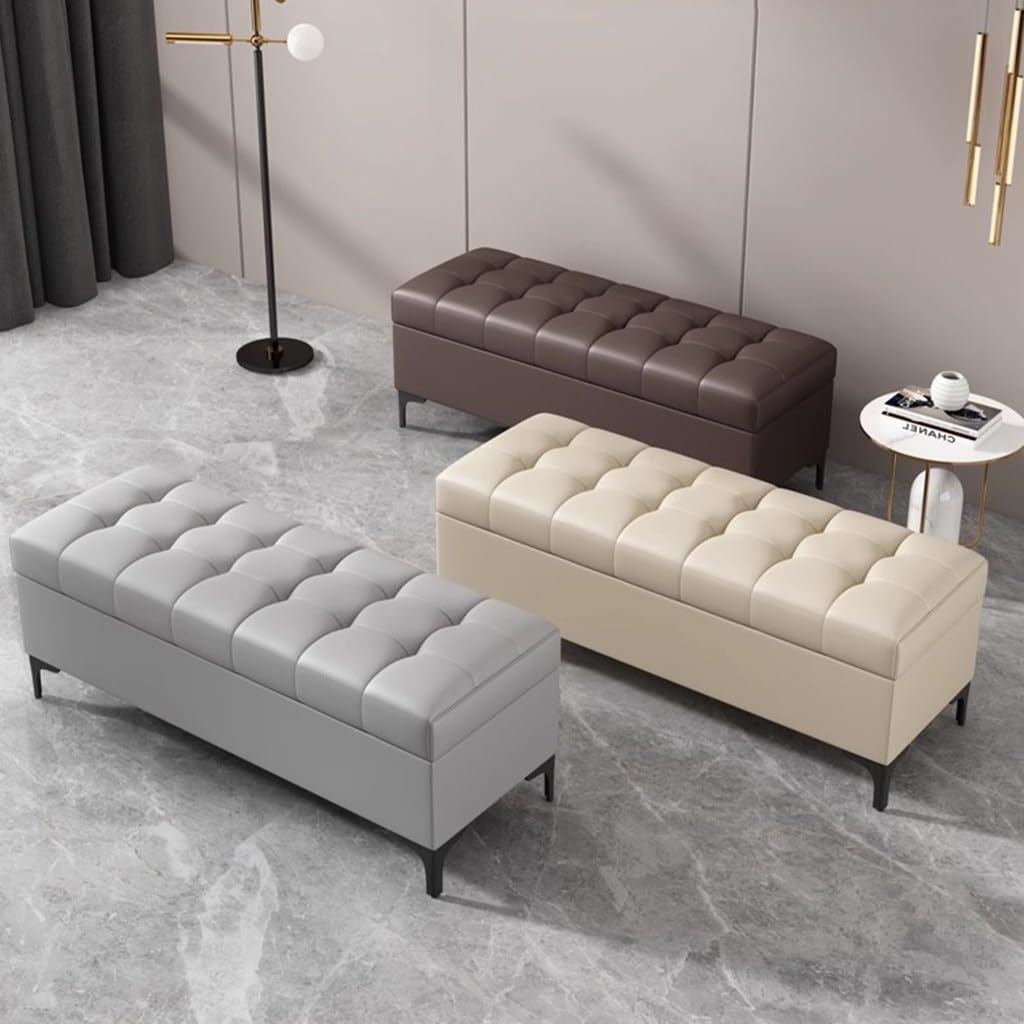 Ławka do przechowywania, tapicerowana skrzynia otomana, do sypialni, prostokątny podnóżek z miejscem do przechowywania do salonu i sypialni, nowoczesny design, funkcjonalne i stylowe meble