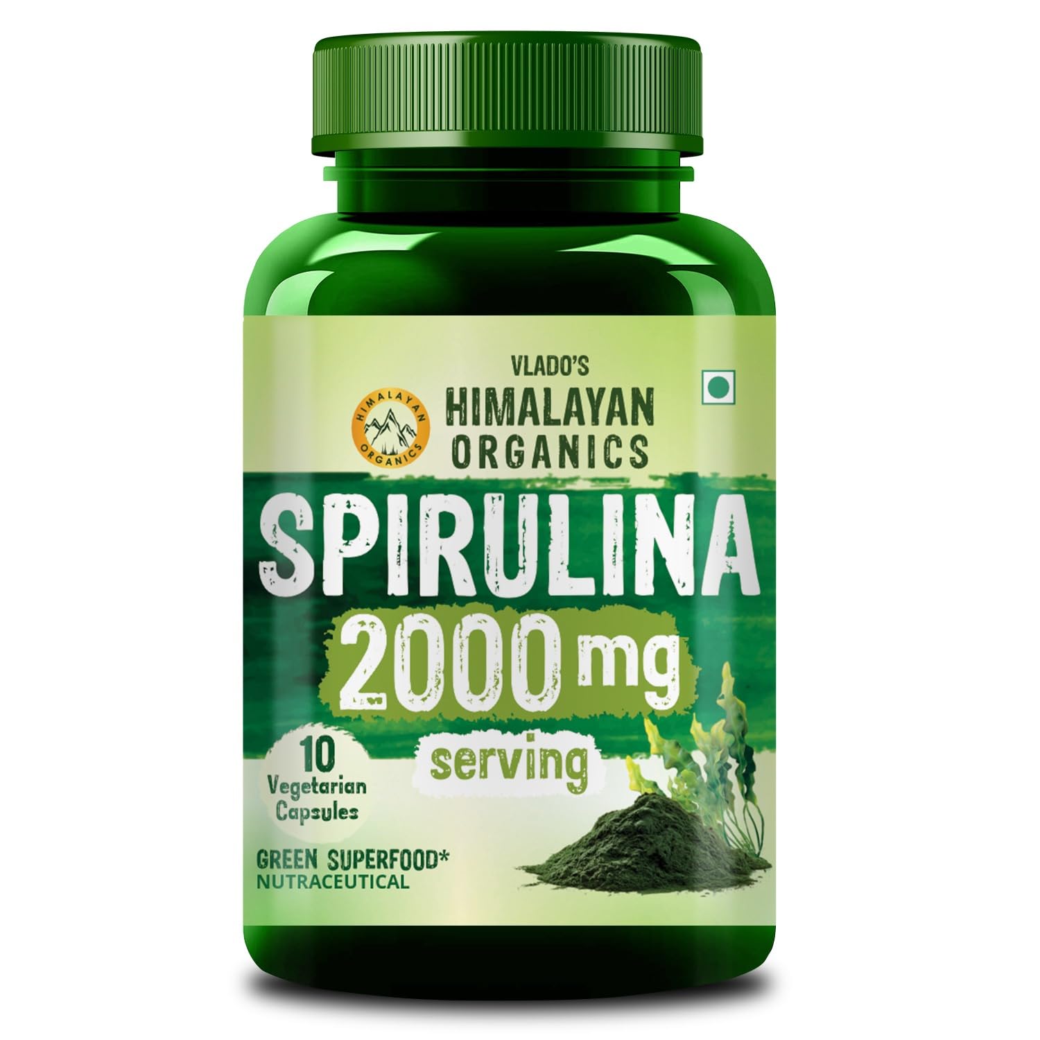 Vlado's Himalayan Organics Spirulina 2000mg Per Serving - 10 Veg Capsules