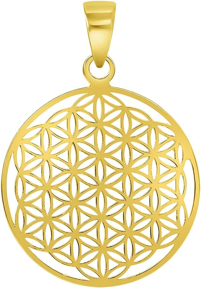 Jewelry America Solid 14k Yellow Gold Dainty Flower of Life Pendant