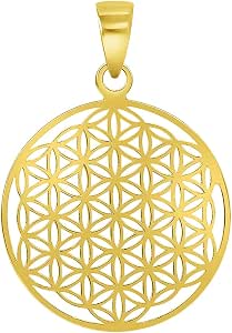 Jewelry America Solid 14k Yellow Gold Dainty Flower of Life Pendant