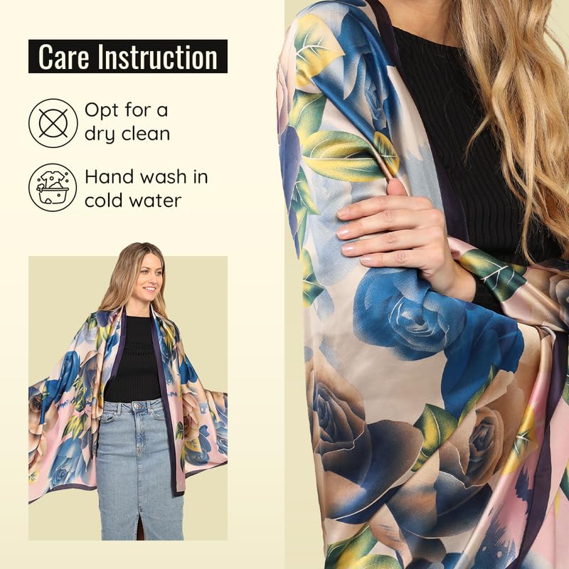 Image of Trillion London Spring Collection | Designer Silk Scarf For Women UK | Lightweight Neck Scarves | Shawl Wraps | Suitable for Daily Life | Smooth & Soft Finish | Gift for Women | Size-180cm x 90cm