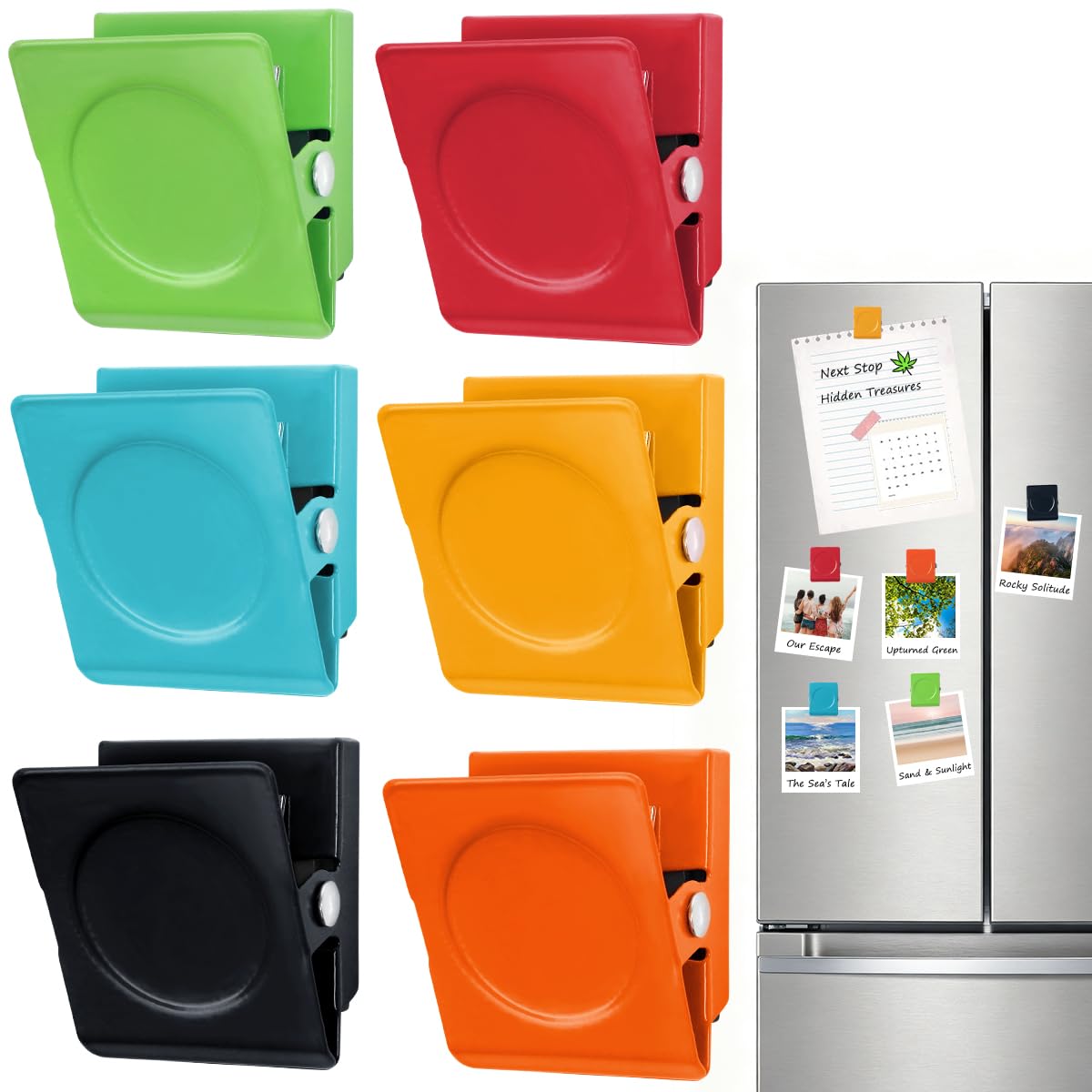 6 Pcs Strong Fridge Magnets Clips,Magnetic Clips for Whiteboard, Photos, Notes & Calendars - Home Office School