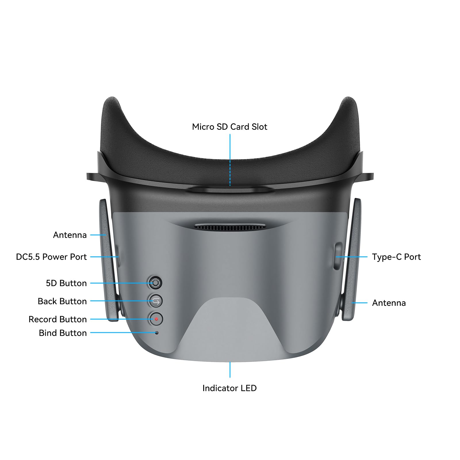 BETAFPV VR04 HD FPV Goggles with 1080P Resolution, 4.5'' Screen LCD, Micro SD Slot, 2 2600mAh Lipo Batteries Up to 3H, Adjustable Headband, Support Recording Replay Compatible for P1 Air Unit VTX