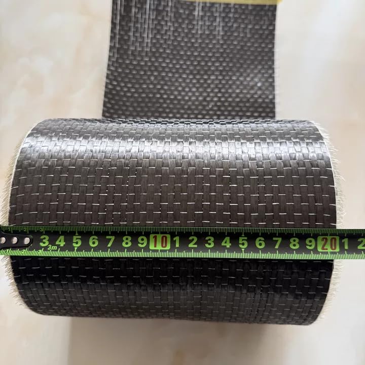 12K 8"/20cm Width 200gsm 3.4Gpa Carbon Fiber UD Uni-Directional Cloth Fabric Tap High Strength Repair Material (Wide 20cm, 1m)