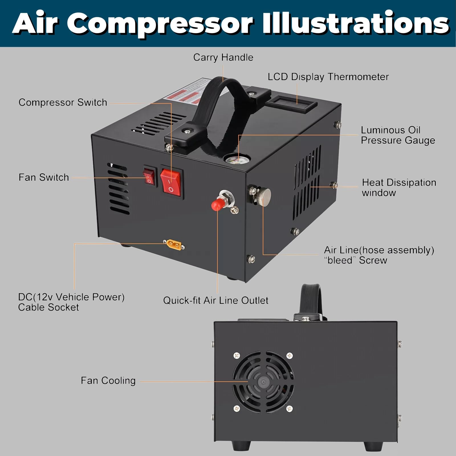 4500PSI PCP Air Compressor - Portable & Durable -7