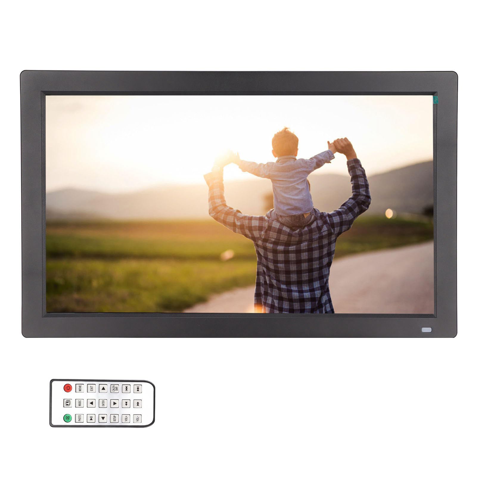 Digitaler Bilderrahmen Groß 18,5 Zoll, Elektronischer Wandkalender, Family Bilderrahmen, 1080P Tragbare HD Werbemaschine für Zuhause 100 240V Schwarz (EU-Stecker)