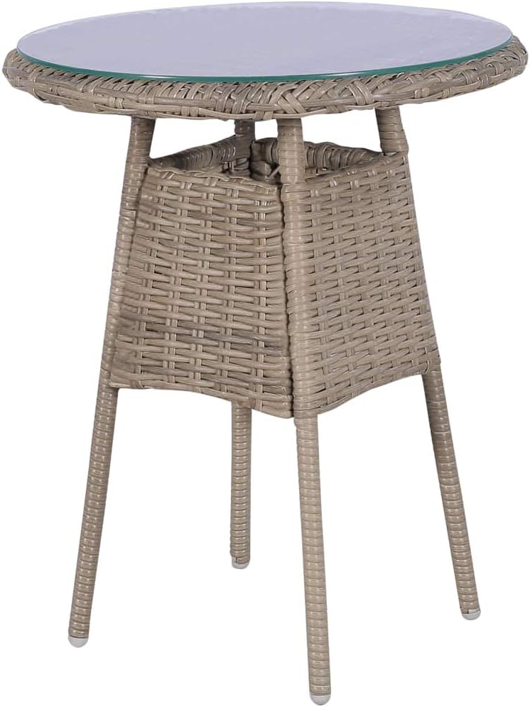 3 Piece Bistro Set with Cushions and Pillows,Balcony Furniture,Casual Table Chairs,Afternoon Tea Suit,Conversation Furniture,Perfect for outdoor garden, lawn, and backyard, Poly Rattan Brown