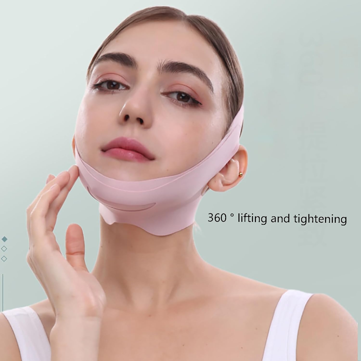 V Line Facial Mask Face Thinning Bandage Double Chin Reducer Face Slimming V Shaped Belt Reusable Facial Slimmer Shaper for Women and Men,Pink