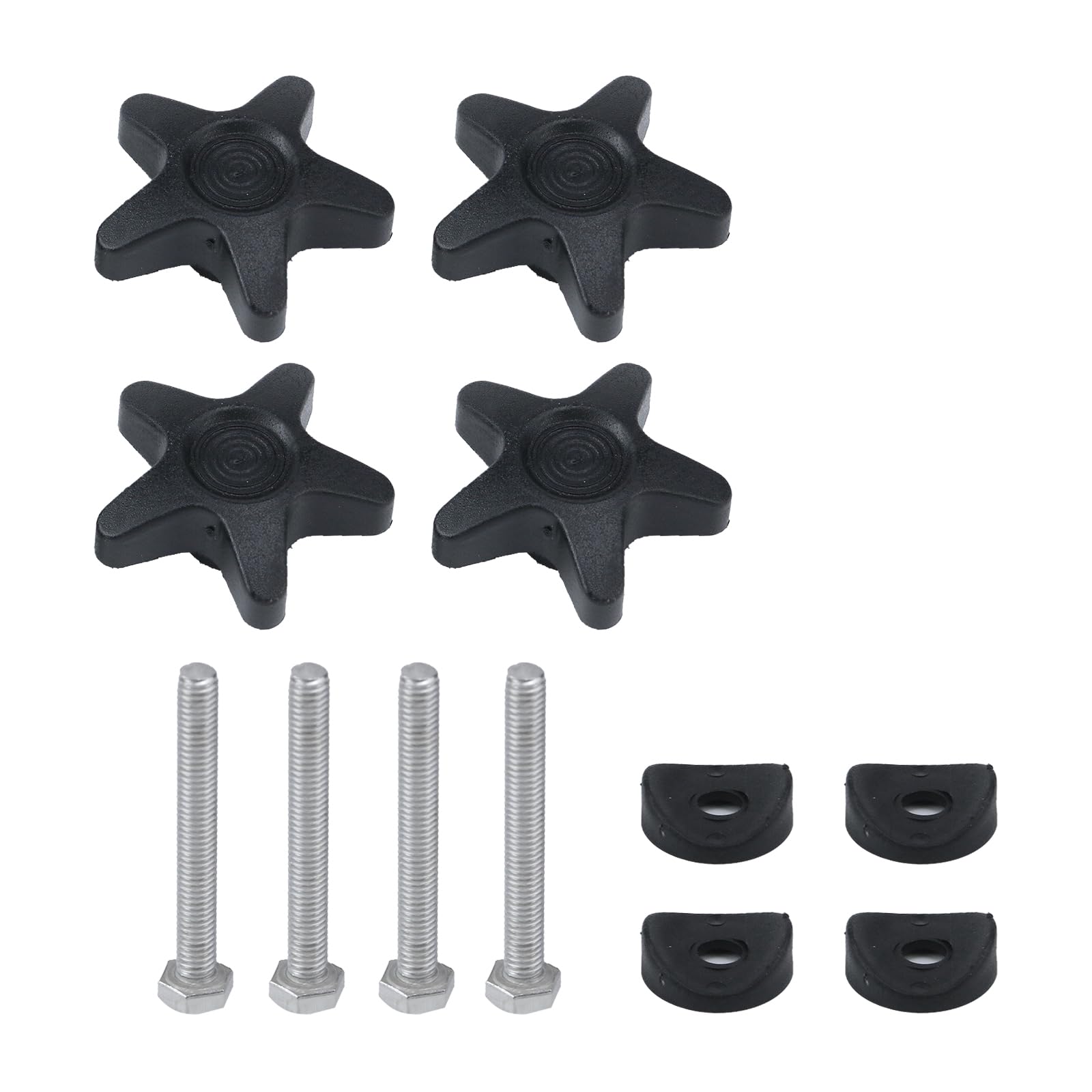 T TuleadPlastic Knobs Black Knobs Star Knobs 4 Sets with Spacers 22×7.7mm, Bolts M6×50mm