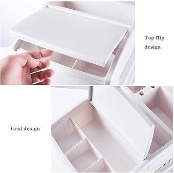 Storage Drawer Desktop Storage Box Plastic Drawer Type Storage Box with Transparent Handle Dresser Cosmetics Drawers Organizer Containers with Compartments Desktop Organiser Storage Box(Blue,3-Drawer)