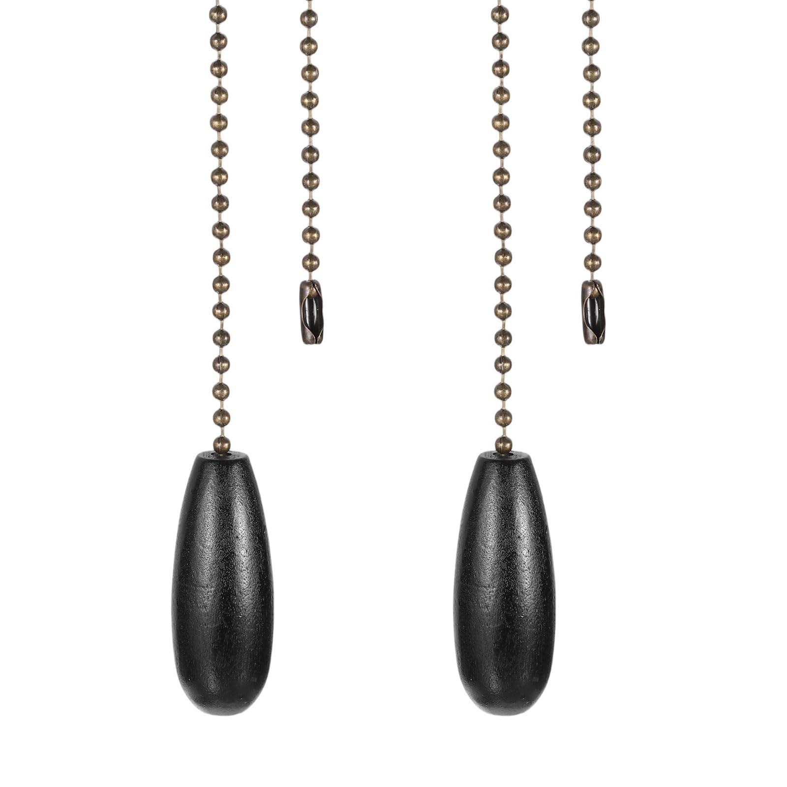PATIKIL Ceiling Fan Pull Chain Extender, 2Pcs 12" Decorative Wooden Pendant Extension Chains Beaded Ball Pulls Cord Extender for Ceiling Fans Light Lamp Chandelier, Black
