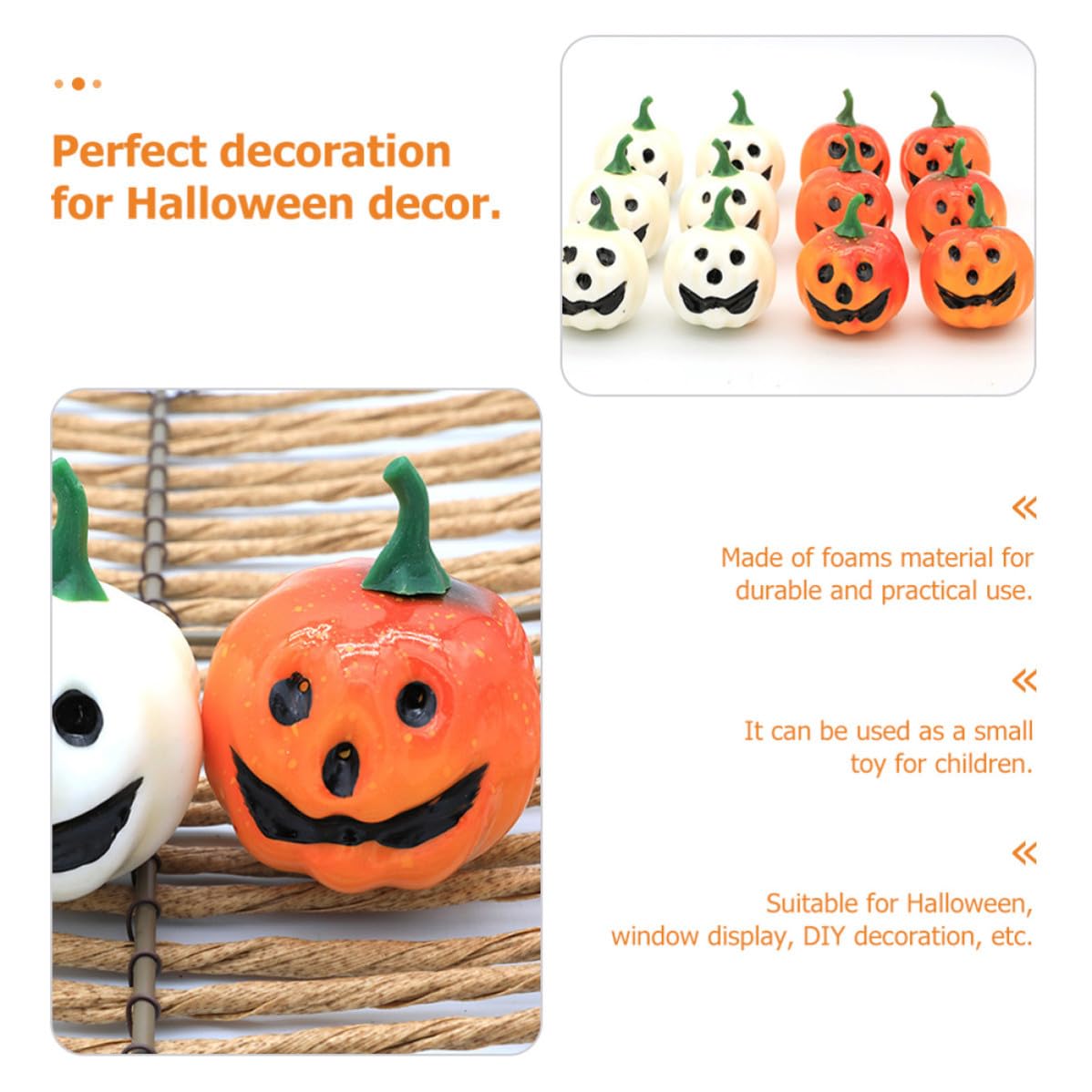 SOLUSTRE 48 Pezzi Mini Zucca Artificiale Gialla in Schiuma per Decorazioni di Halloween, Design Realistico a Forma di Zucca, per Feste e Arredamento Cucina