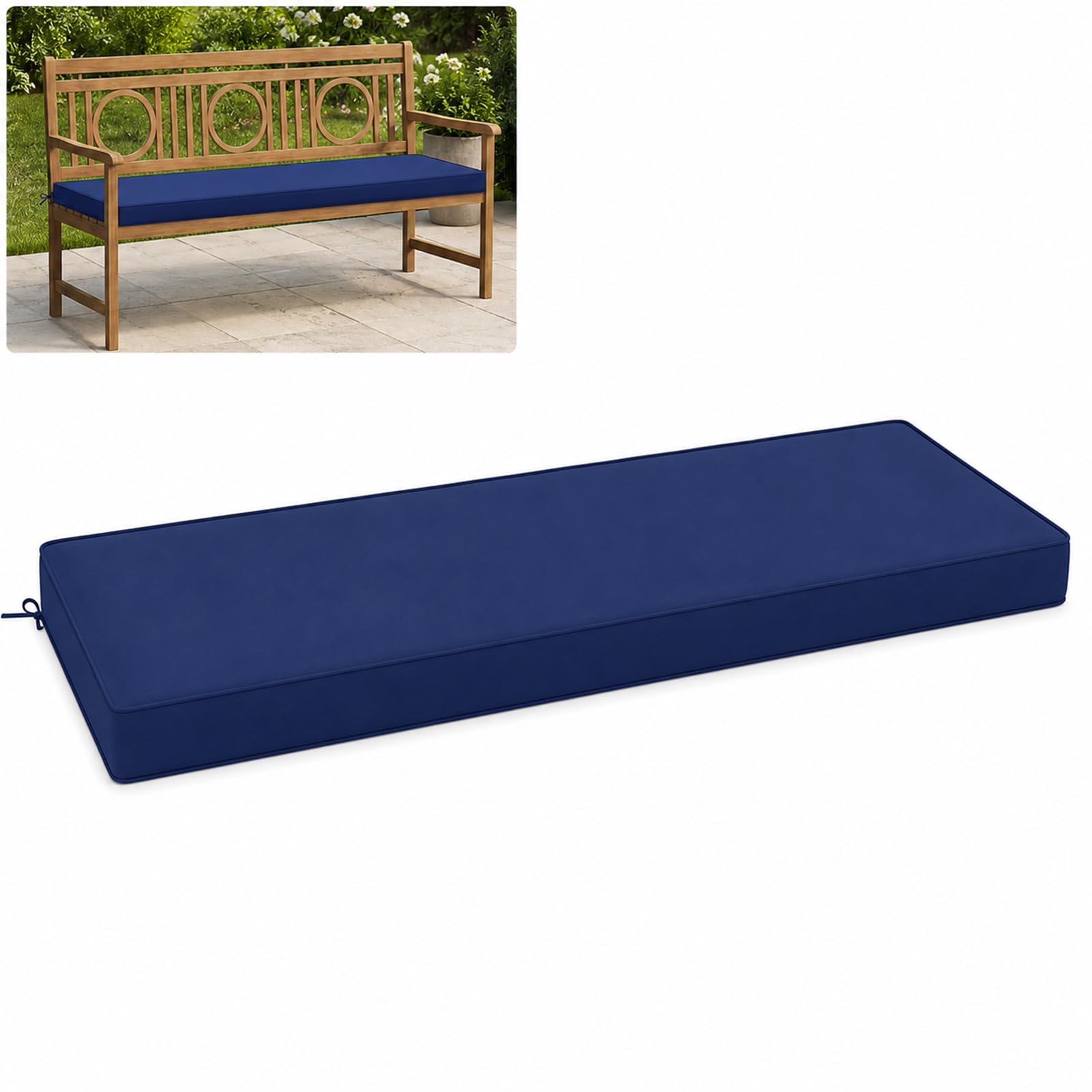 Coussin de banc de jardin 150x41 bleu foncé imperméable avec fermeture éclair