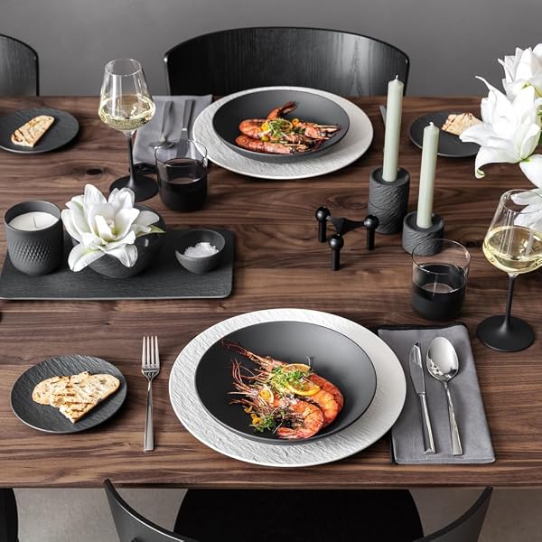 Villeroy & Boch - Manufacture Rock Assiette à pain 16 cm en porcelaine de qualité supérieure Passe au lave-vaisselle et au micro-ondes Noir - 3
