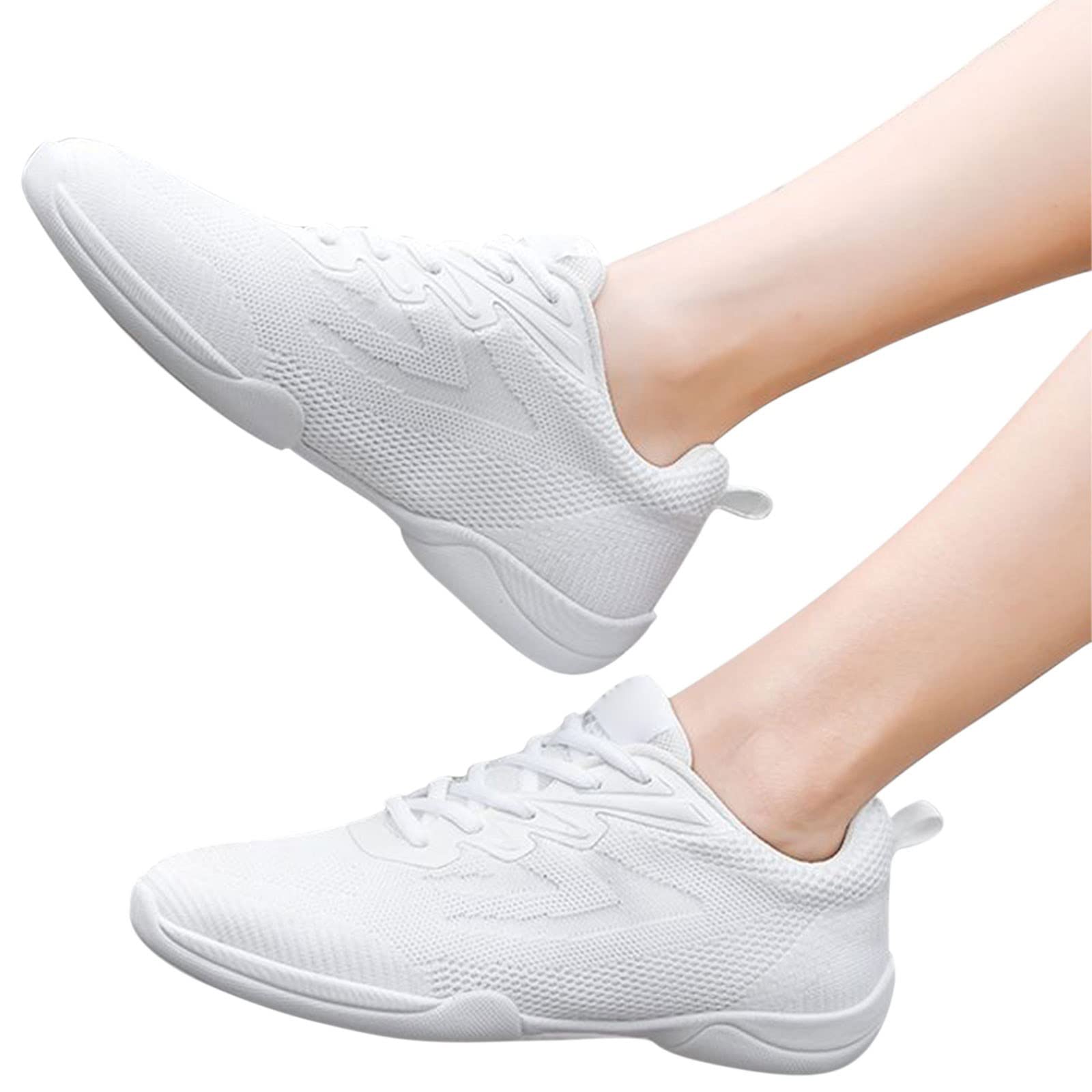 Generisch Cheer Shoes - Zapatos de danza para mujer, color blanco, para gimnasia, jazz, yoga, entrenamiento, al aire libre, para caminar, danza, aeróbic, con cordones