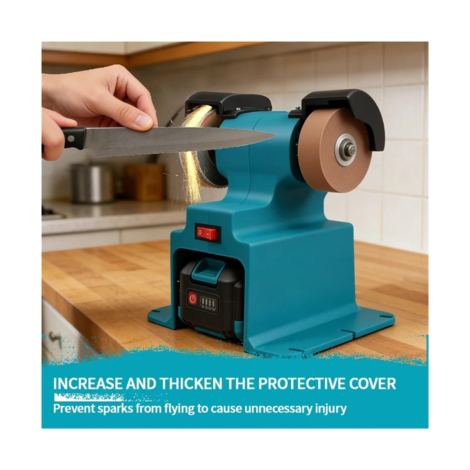 Amoladora de Banco eléctrica inalámbrica de 200 W, Amoladora Doble, Cuchillo de Piedra para pulir y afilar