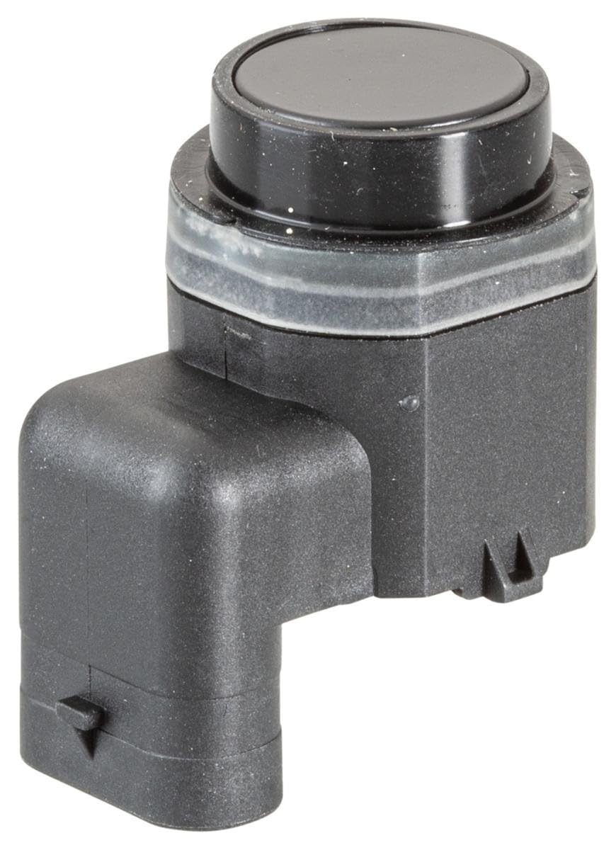 HELLA 6PX 358 141-081 Sensor, auxiliar de aparcamiento - en forma de ángulo - 3polos - enchufado - barnizable - con anillod e sujeción