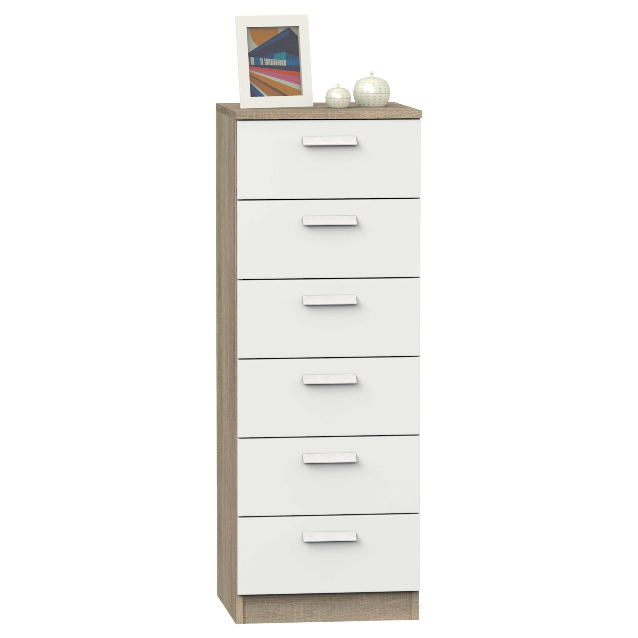 Miroytengo Sinfonier Dormitorio Tibet Color Roble Cambrian y Blanco en Melamina 110x40x40 cm