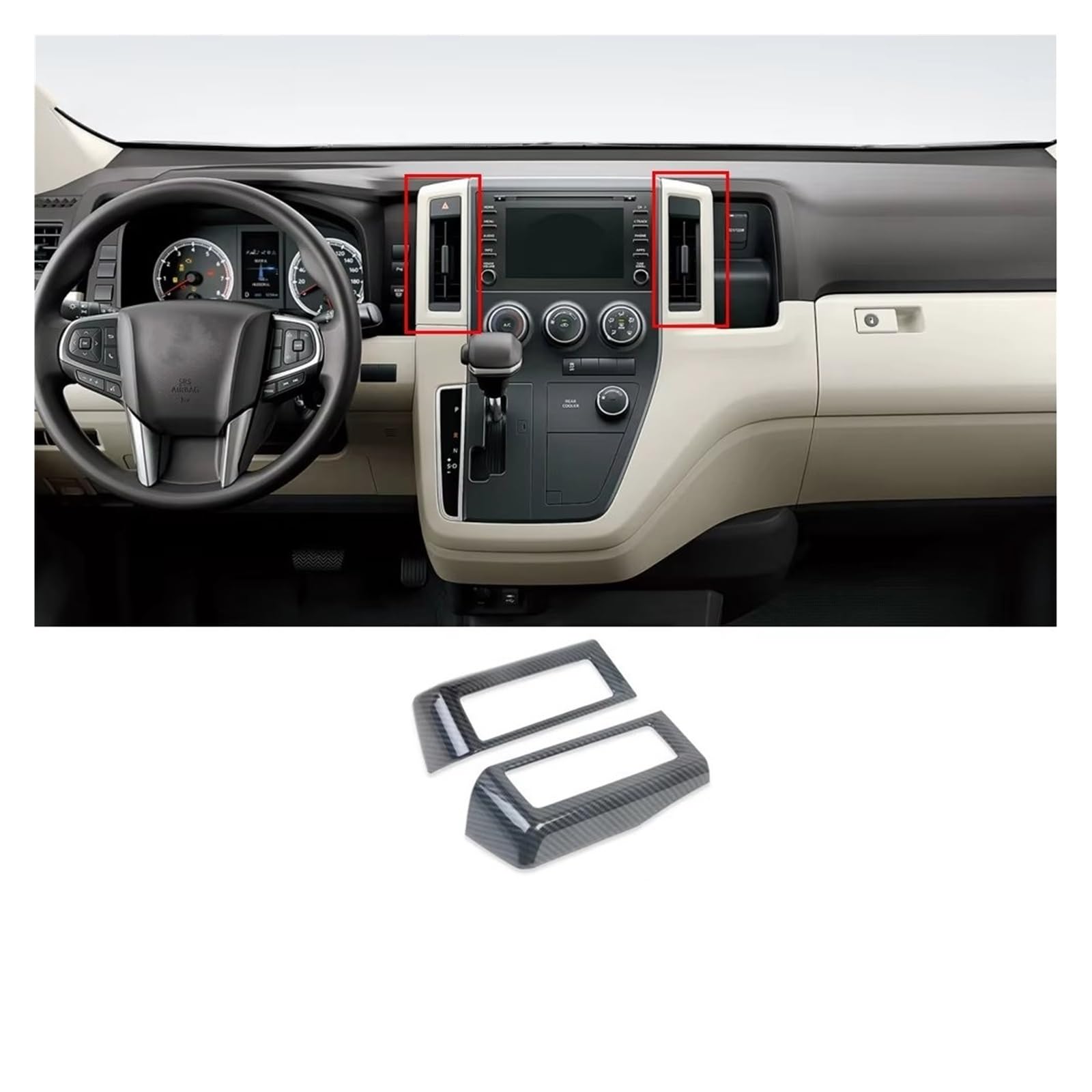 Interieurleisten Zubehör Für Toyota Für Hiace Für Granvia Für Pendler 2019 2020 2021 2022 2023 2024 Auto Center Air Vent Outlet Abdeckung Trim Auto Innenraum(Rechtslenker)