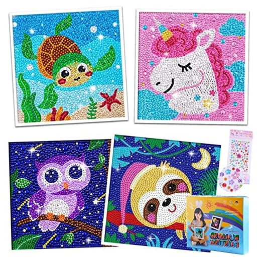 5d Diamond Painting Niños Kit Completo 4 Piezas Diy Animales Pintura Diamante Infantil Personalizado Art Dibujo Cuadros Diamantes Pintar Diamantes Manualidades Para Decoración De La Pared Del Hogar
