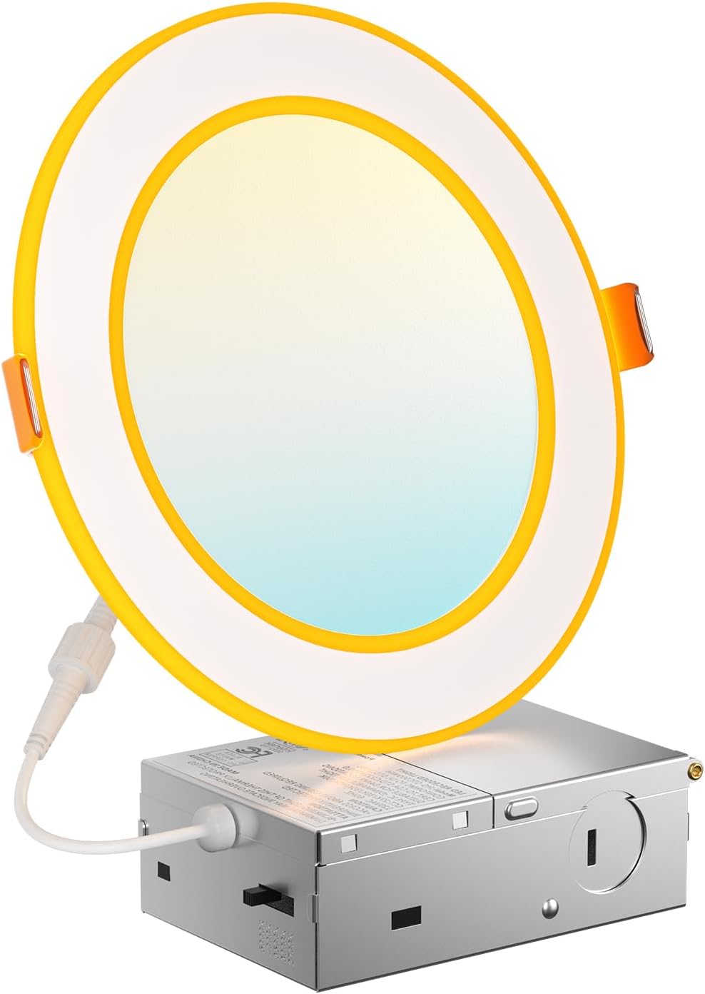 Amico 6 Pack 6 Inch 5CCT LED Recessed Ceiling Light with Double Ring Night Light, 2700-5000K Selectable Ultra-Thin Recessed Lighting, 12W=110W, 1100LM, Dimmable Canless Wafer Downlight, ETL, FCC