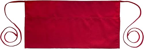 PLOYMONO Delantal de cintura con 3 bolsillos, 1 paquete de poliéster hilado para mujeres y hombres, delantal corto de longitud media correa de