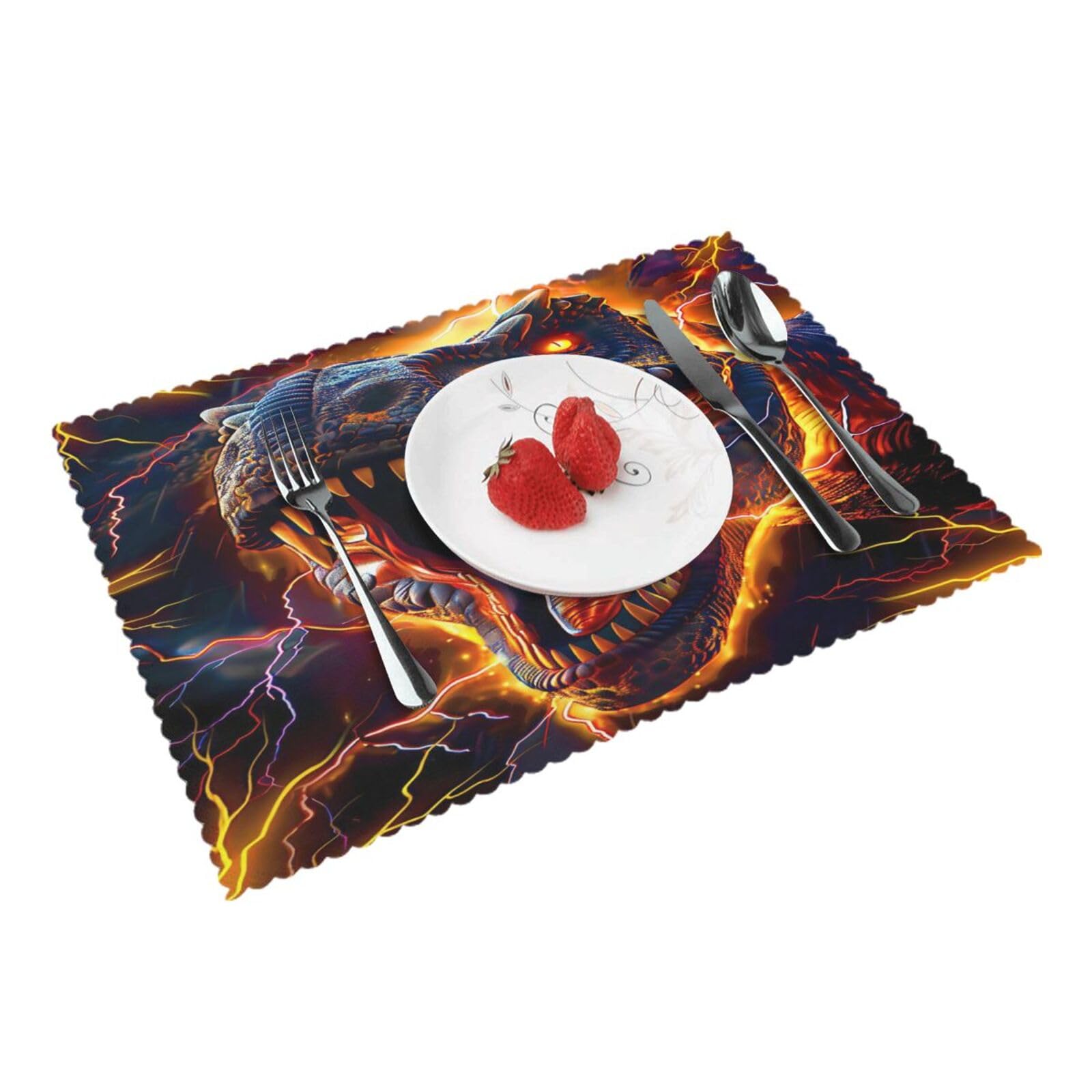 Dinosaur Lightning (1) Placemats Set of 4 Print Table Mats Place Mats Table Decor for Kitchen Dining 12X18 in