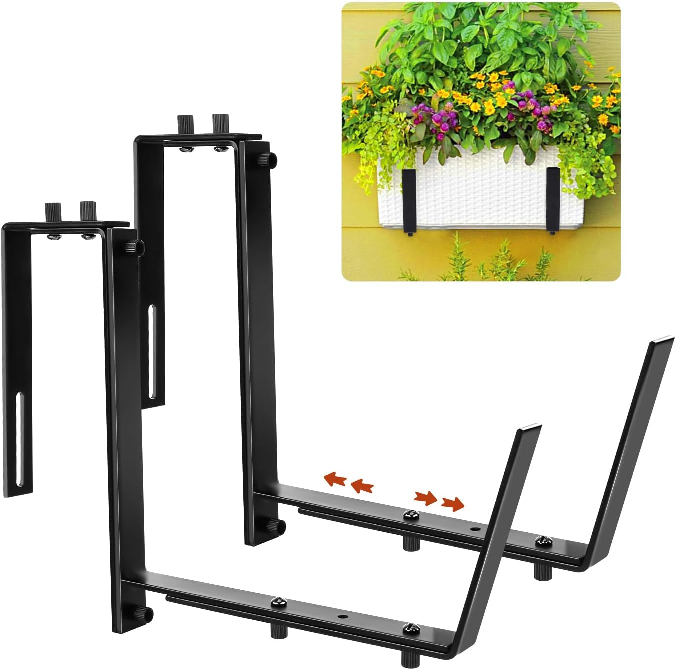 2pcs Adjustable Planter Box hook Brackets for Deck Railing, 612.5