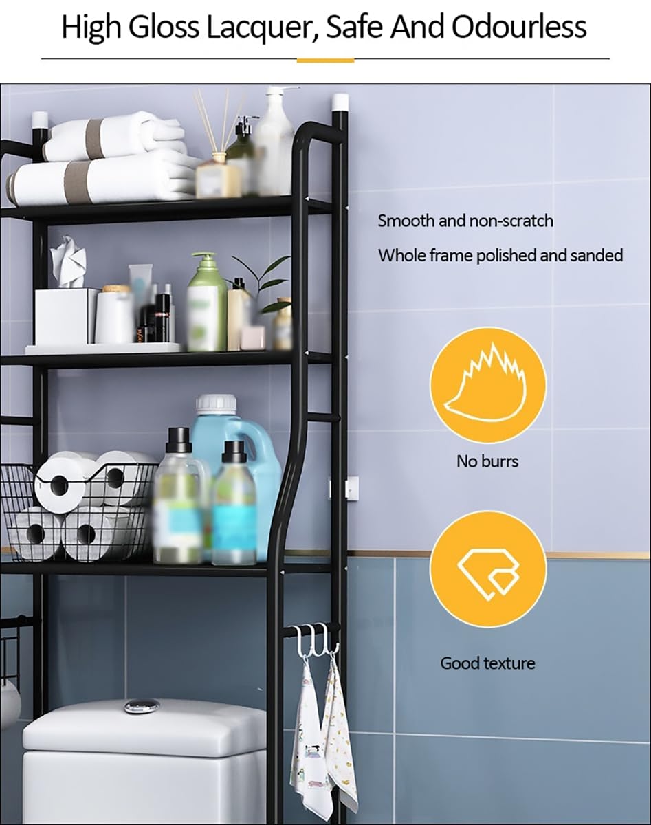 Mensola da bagno a 3 ripiani, salvaspazio, per lavanderia e ripostiglio, multifunzione, per massimizzare lo spazio del bagno e migliorare l'arredamento