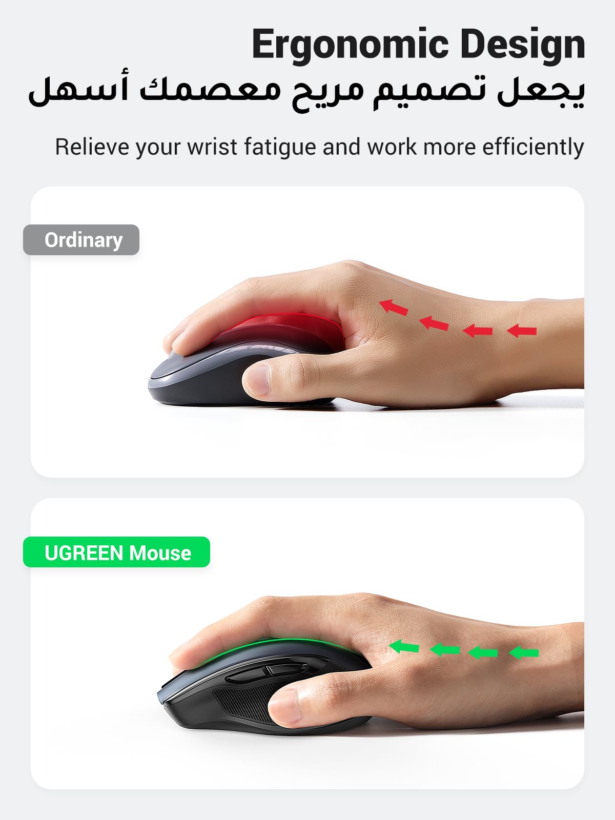 Mysz UGREEN 2,4 GHz z Bluetooth, bezprzewodowa z ładowaniem przez USB-C,ładowalna mysz o rozdzielczości 4000 DPI,ergonomiczna konstrukcja i cichy klik,kompatybilna z systemami Windows,macOS i Linux