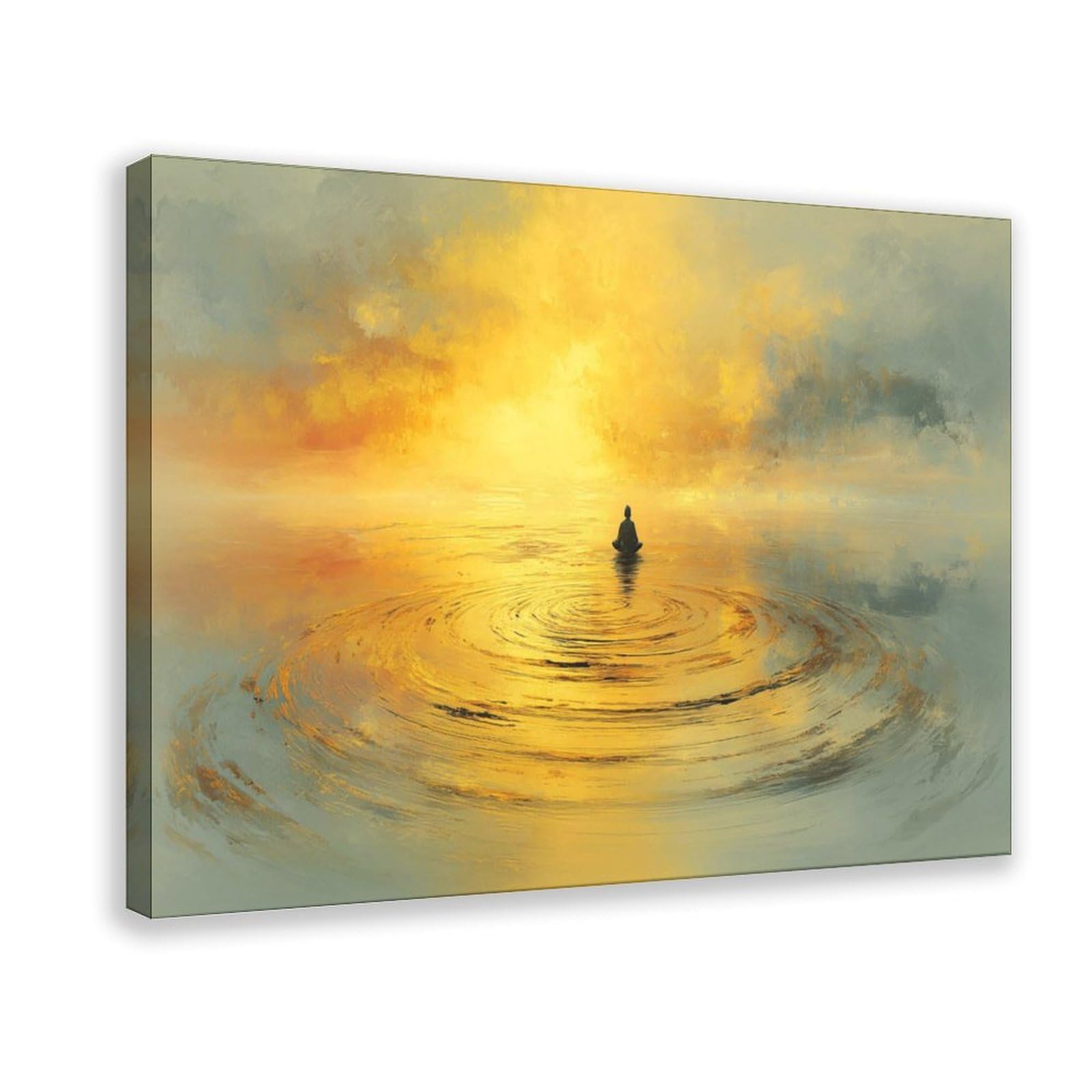 Pyberon Golden Buddha Statue Poster Canvas Poster Bedroom Decor Landscape Office Room Decor Gift 16" L X 24" W