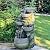 Litedeer Cascading Stone Water Fountain with LED Lights - Perfect for Christmas, Home, and Outdoor Garden Décor | Large 40-Inch Tall Free-Standing Patio Fountain with Pump, Model DGF-173012, Gray
