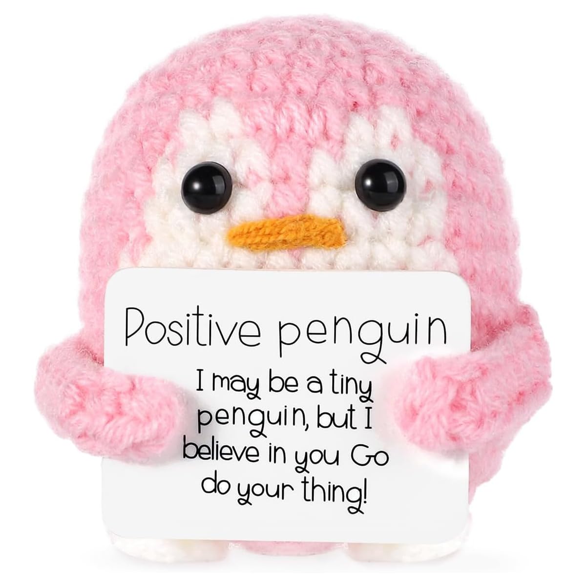 STORE 2508 Handmade Crochet Penguin Soft Toy with Motivational Message Card | Cute Emotional Support Gift for Kids Adults Desk Decor-image-23