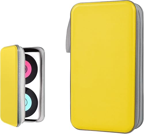 Sylvil Funda de CD y DVD para automóvil, soporte de plástico duro para CD de capacidad para 96 unidades, organizador de discos de DVD con cremallera