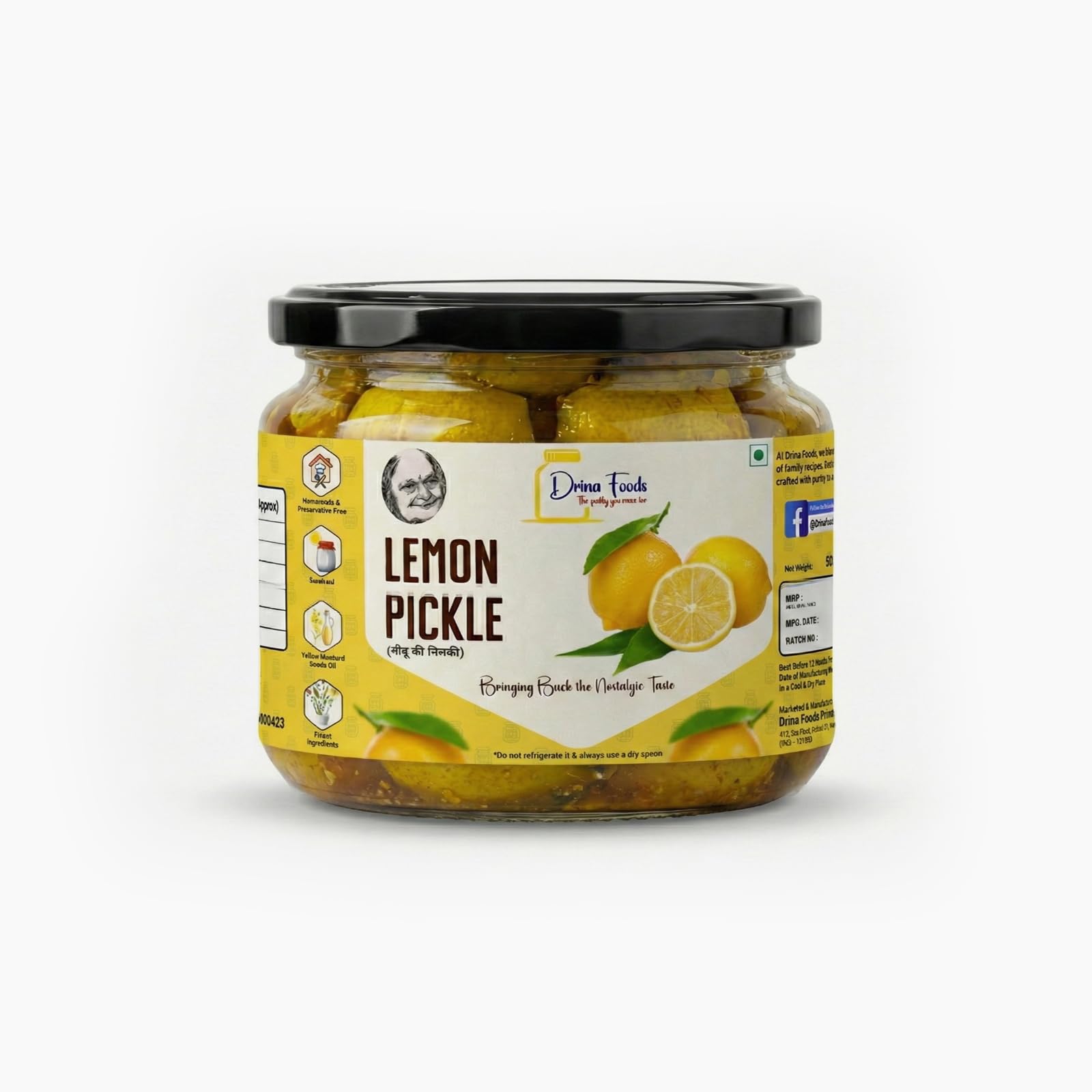 Drina Foods Lemon Pickle, Homemade, Preservative Free and Sundried, 250g-image-12
