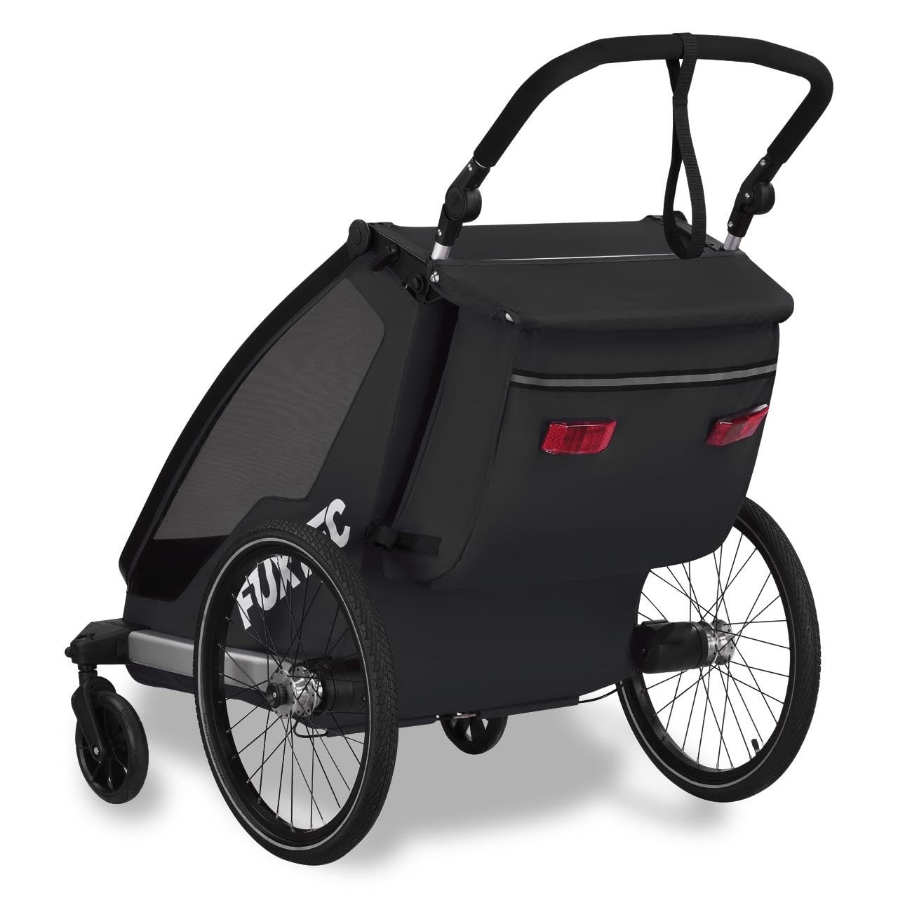 Fuxtec FX-FA1 Carrello rimorchio per Bici Sportfux 2 Posti, Pieghevole con Protezione Pioggia e Sole
