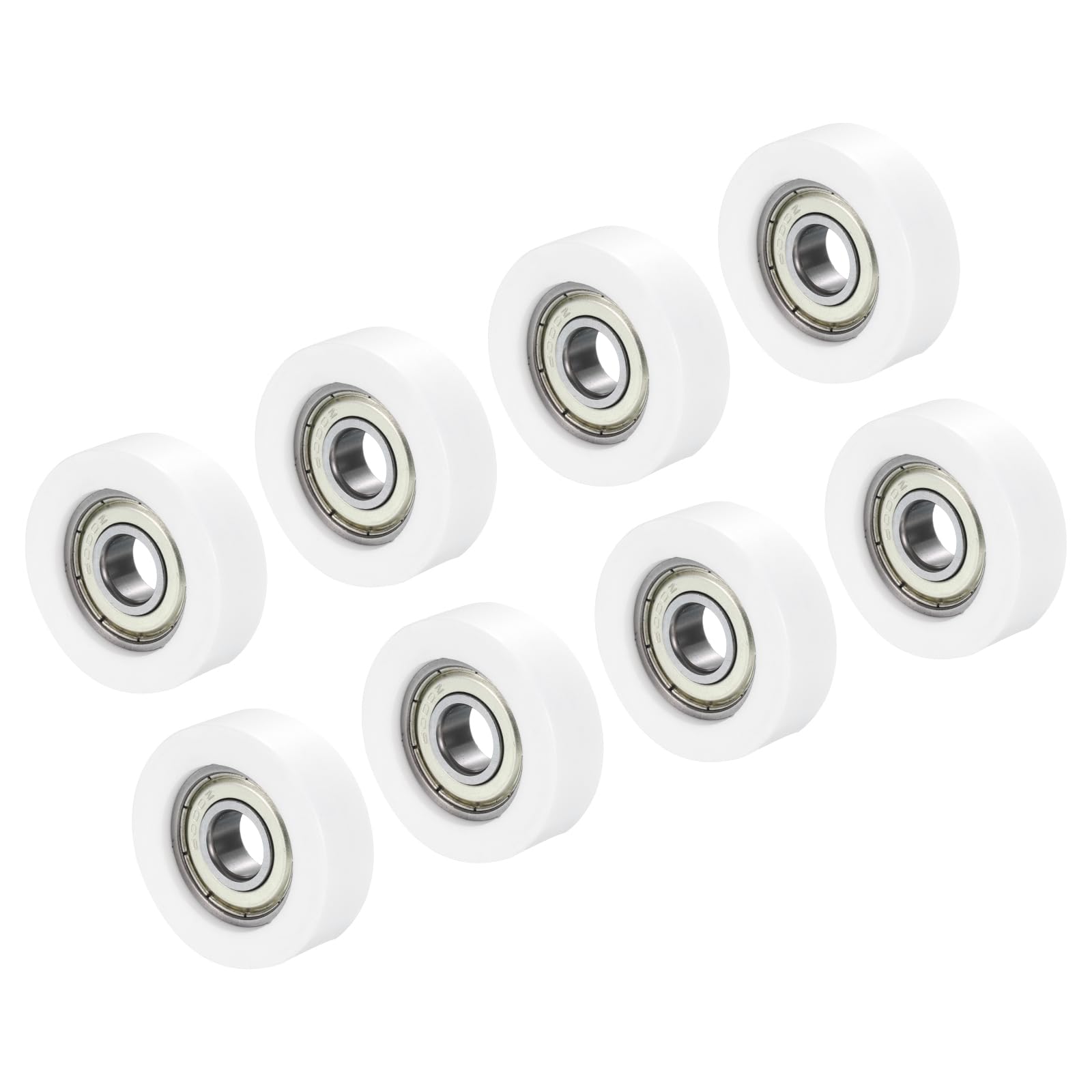 PATIKIL Nylon Pulley Wheel 10x38x12mm, 8 Pack 608zz Bearing Sliding Conveyor Roller Wheel for Door Window Drawer Hardware Driving Mechanical Equipment, White