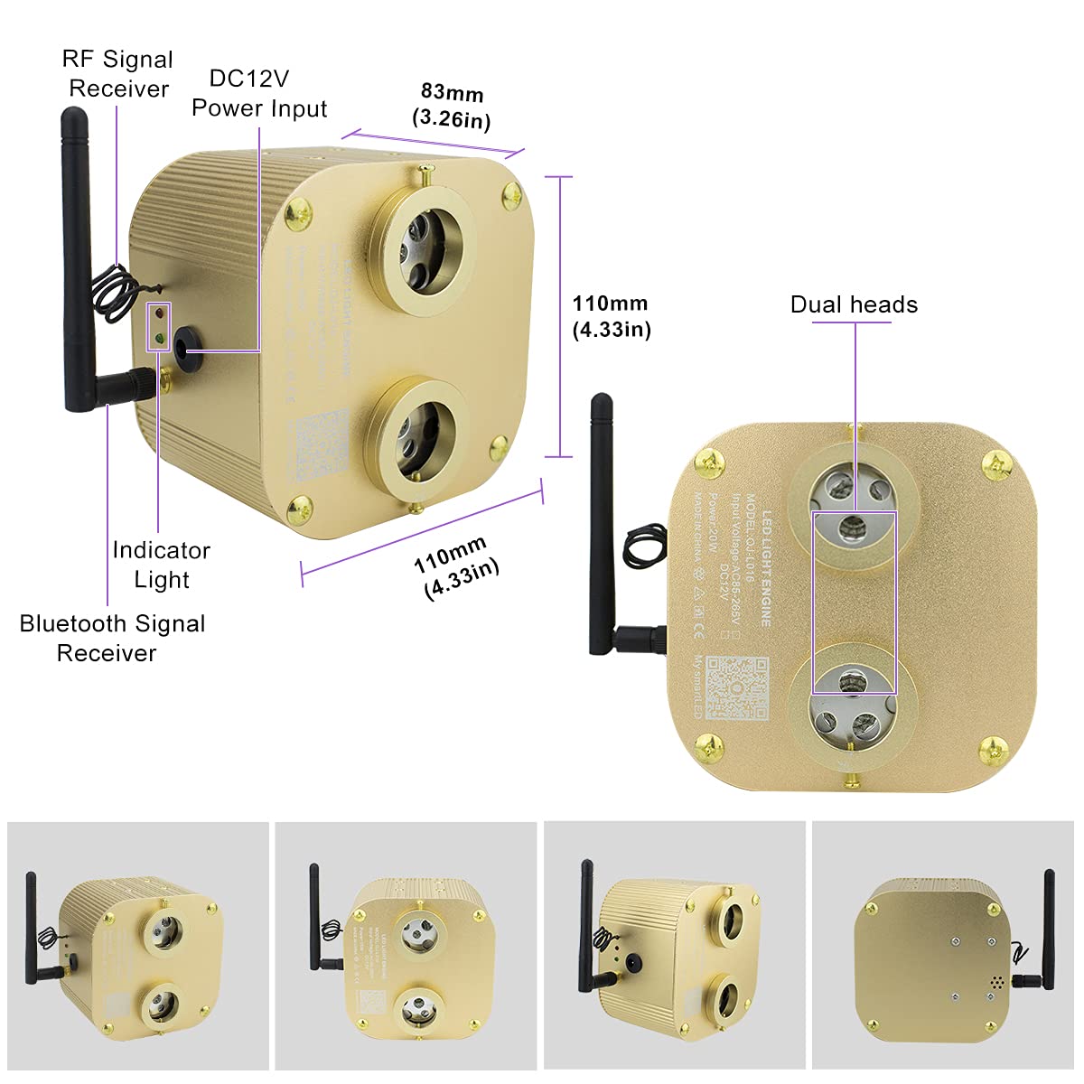 Callsky 20W LED Fibra Ottica Star Plafoniere Kit, APP/Telecomando, Kit da soffitto a stella, Luce del cielo stellato lampeggiante, Casa/Auto, Attivazione musicale 860 pezzi*(0.75+1+1.5) mm*4M